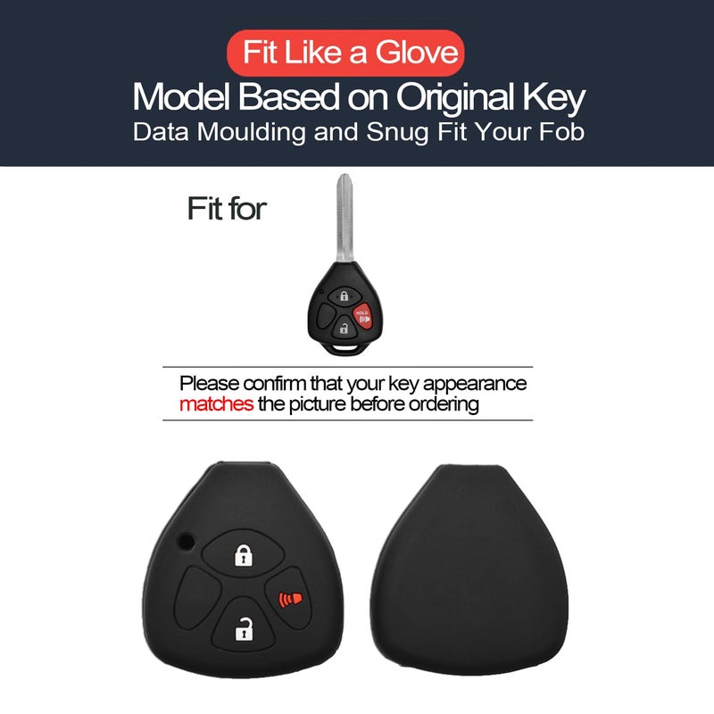 INFIPAR 2pcs Compatible with Toyota 4Runner Corolla Matrix RAV4 Venza Yaris Scion iQ tC xB Remote Head 3 Buttons GQ4 29T Black Key Fob Cover Case Key Chain Protector Keyless Remote Holder - Image 2